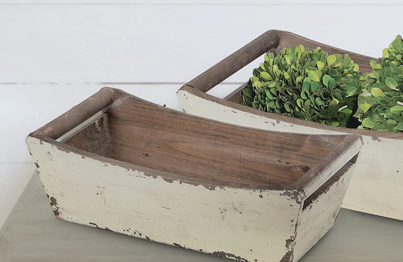 Distressed Wooden Trays  Set Of 2