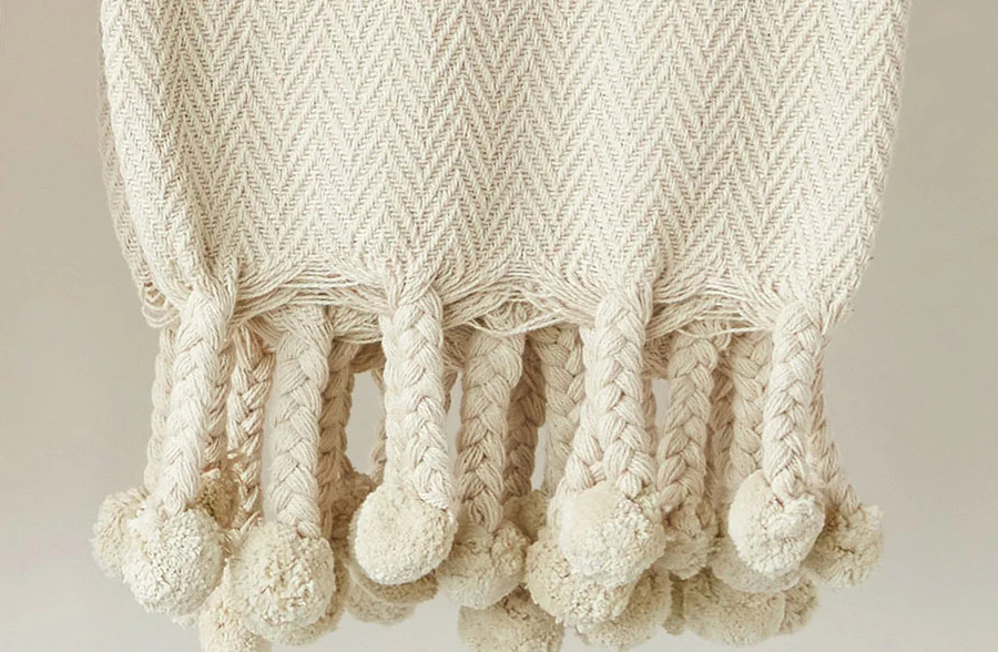 Pom Pom Fringe Throw