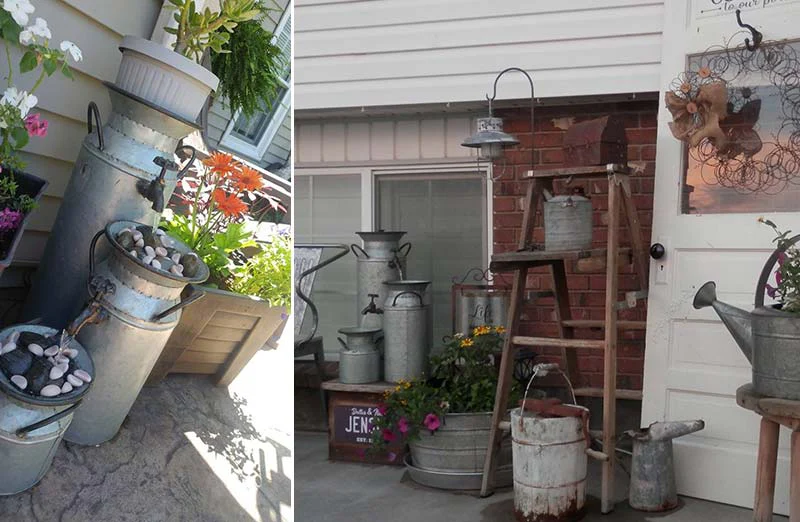 Galvanized Milk Jug Water Fountain