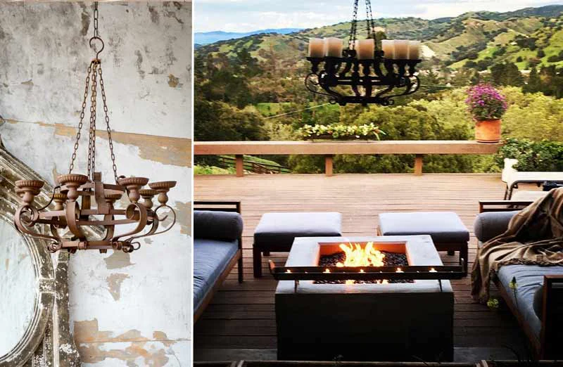 *HUUUGE* Rusty Candle Chandelier