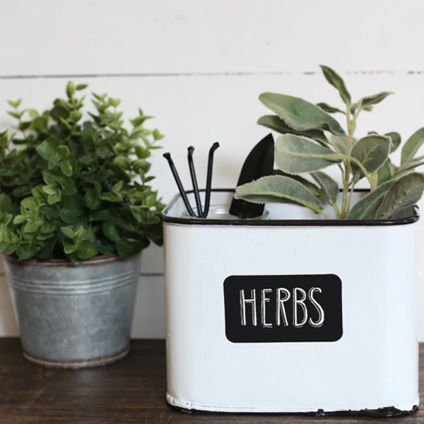 Enamel Storage Container with Chalkboard Front and Lid