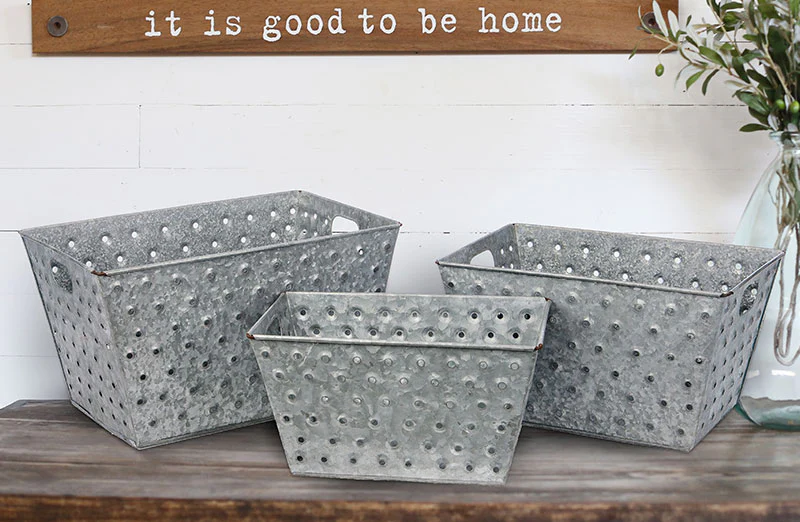 Metal Factory Bins Set of 3