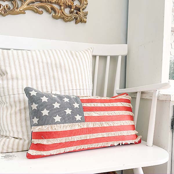 American Flag Fringe Throw Pillow