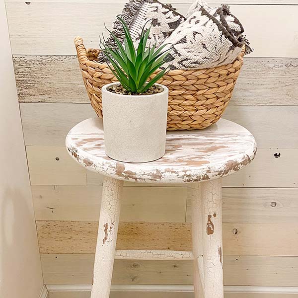 Whitewashed Distressed Stool Riser