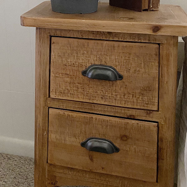 Natural Wood Accent Table with Drawers
