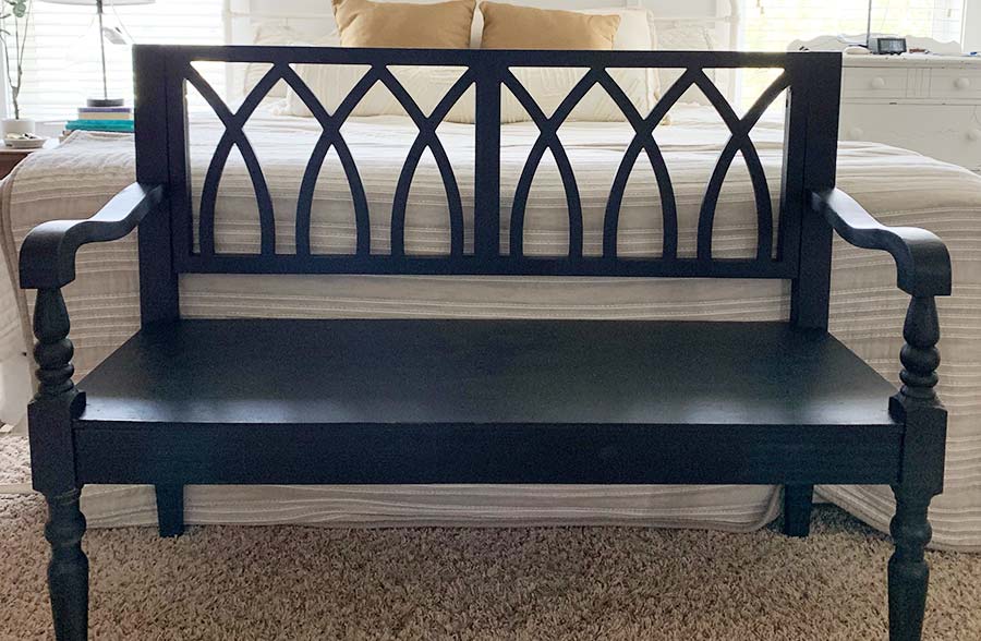 Black Wooden Cross Back Bench