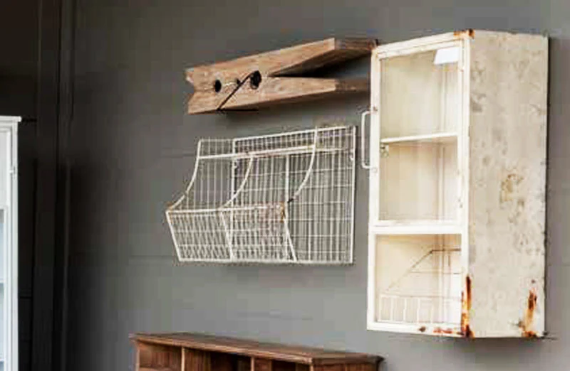 Aged White Water Closet Cabinet