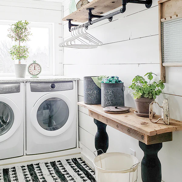 Galvanized Metal Deluxe Laundry Bins, Set of 2