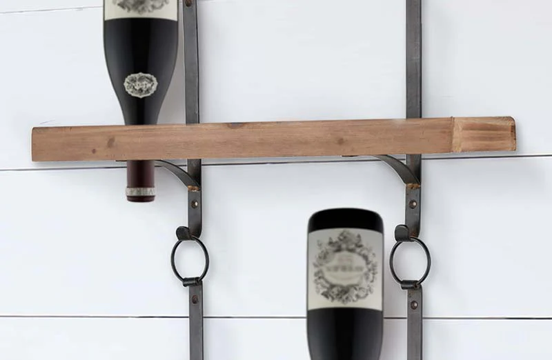 Wall Mounted Open Shelf and Bottle Rack