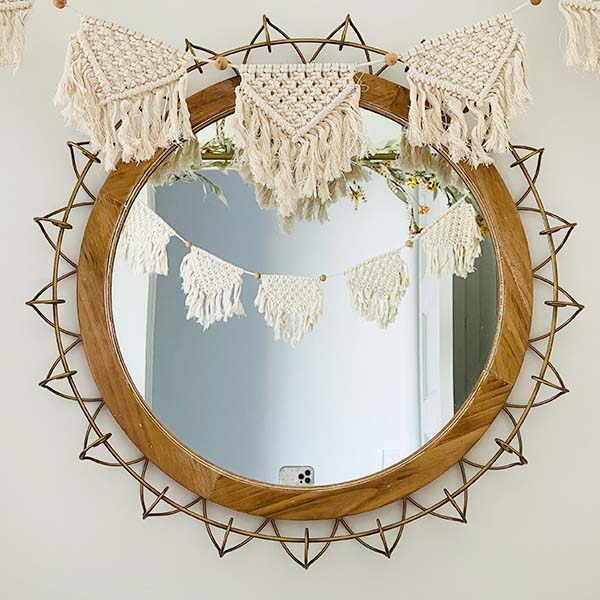 Wooden Sunflower Framed Mirror