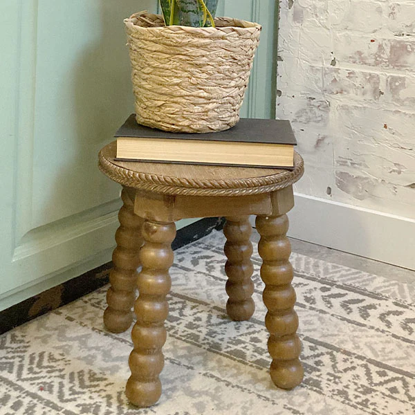 Carved Edge Wooden Milking Stool Riser