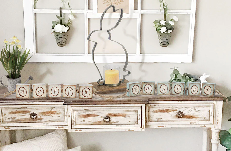 Happy Easter Block Garland, Set of 2