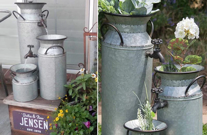Galvanized Milk Jug Water Fountain