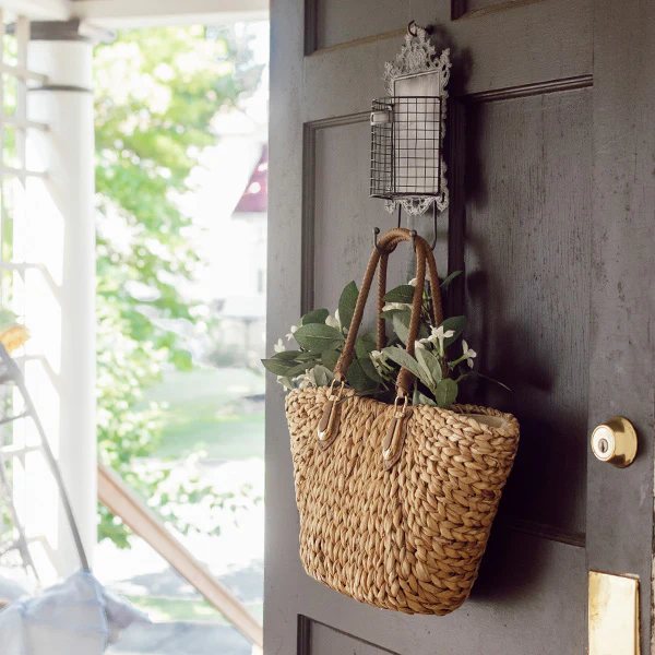 Ornate French Style Wall Basket with Hooks