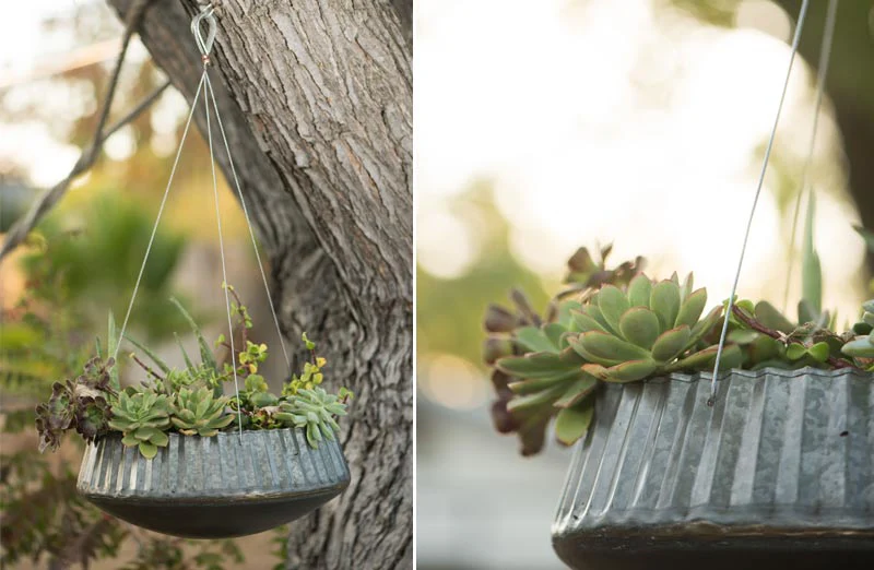 Corrugated Metal Hanging Planters  Set of 3