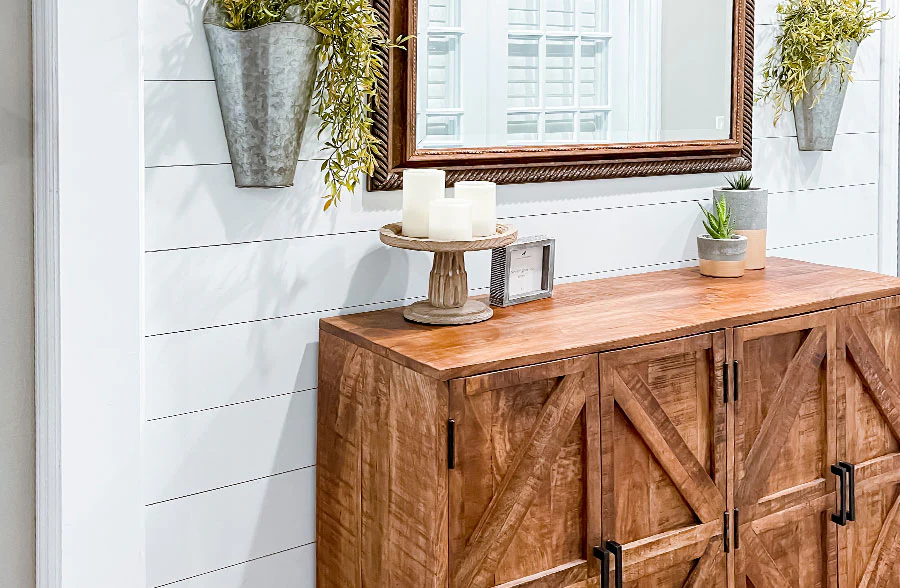 Carved Wooden Pedestal Risers, Set of 2