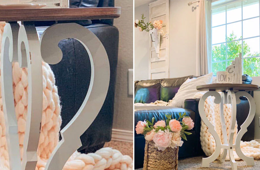 Round Chippy White Wooden Accent Table