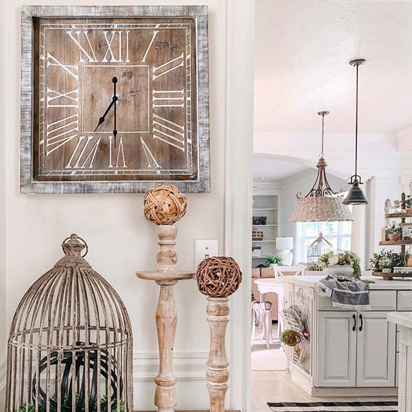 Dark Finish Square Wooden Wall Clock