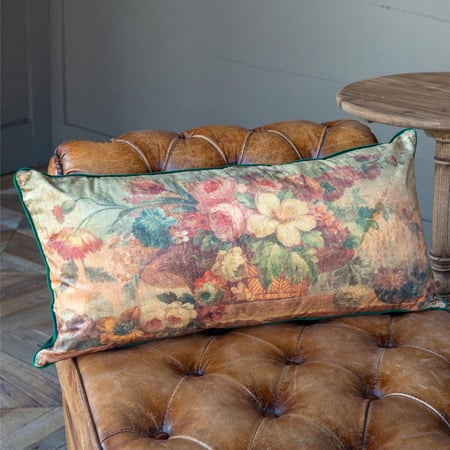 HUGE Velvet Floral Bolster Pillow