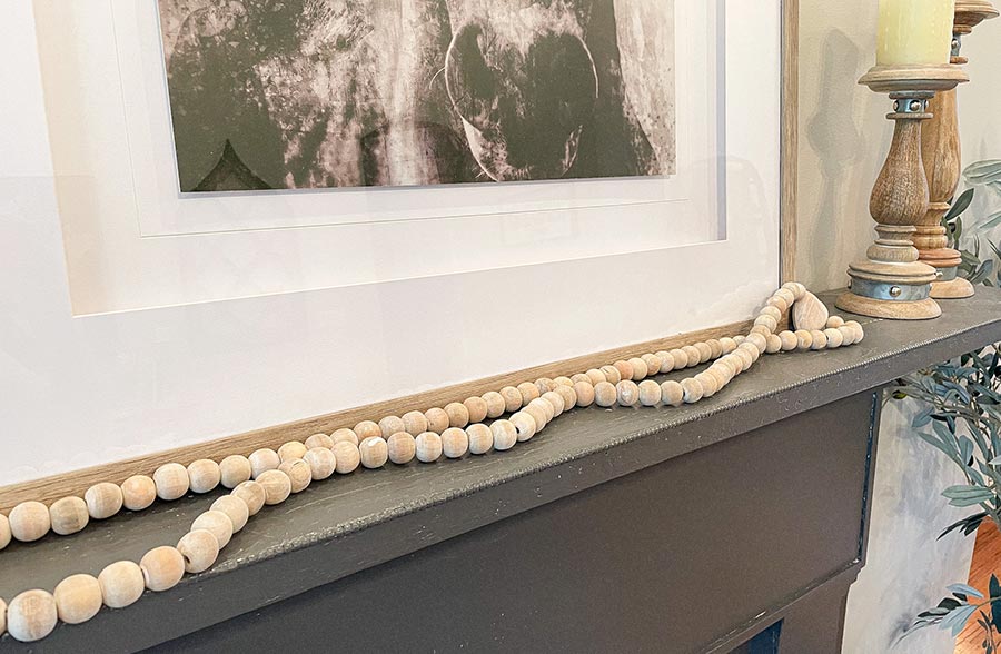 LONG Chunky Wooden Bead Heart Garland