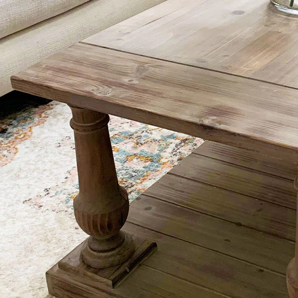 Rustic Turned Wood Coffee Table