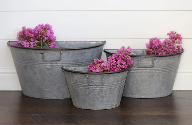 Galvanized Half Bucket Wall Planters