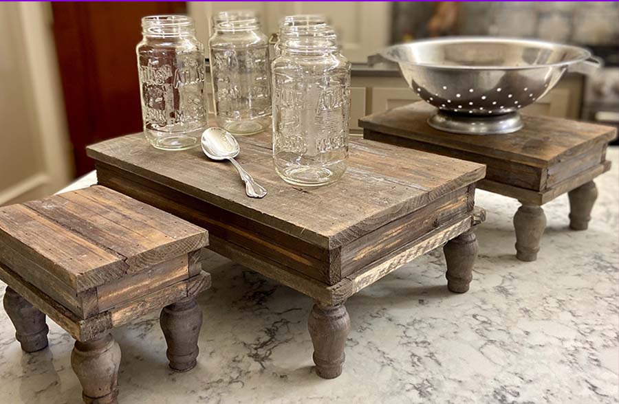 Reclaimed Wood Tabletop Risers, Set of 3