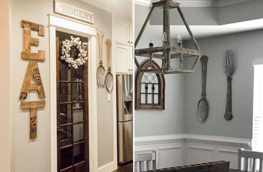 *HUGE* Metal and Wood Spoon and Fork Set