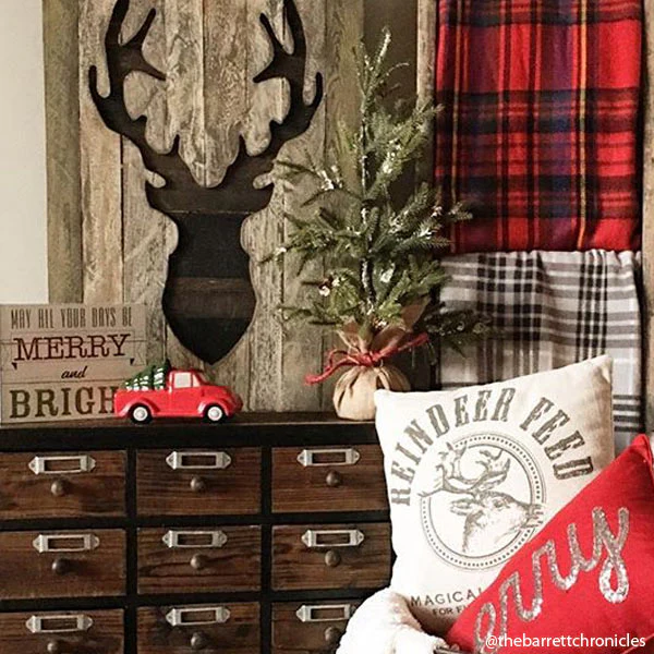 Christmas Reindeer Feed Sack Pillow