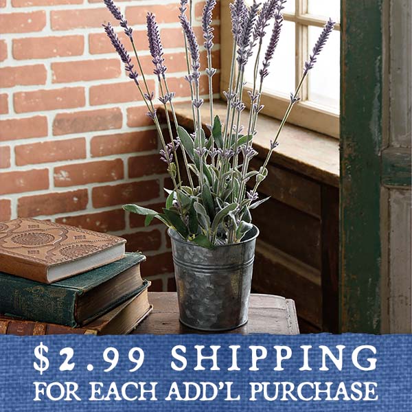 Realistic Tall Lavender Bunch with Galvanized Planter