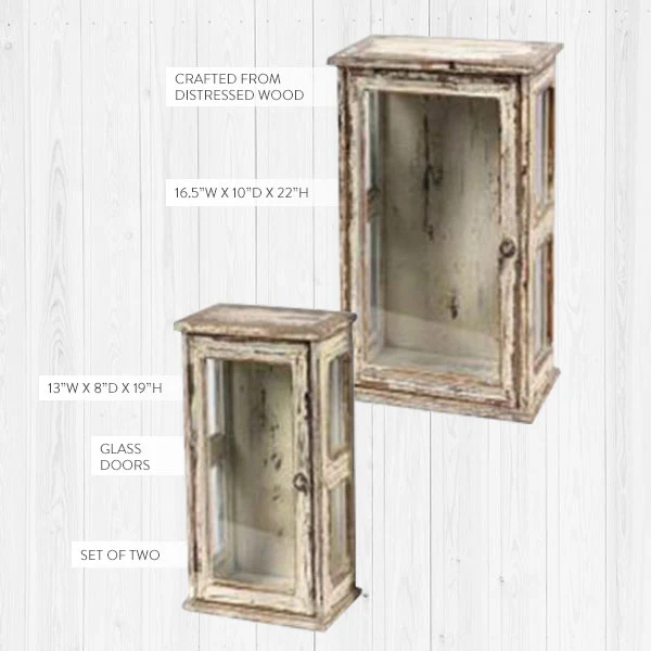 Antique Inspired Distressed Wooden Cabinets, Set of 2