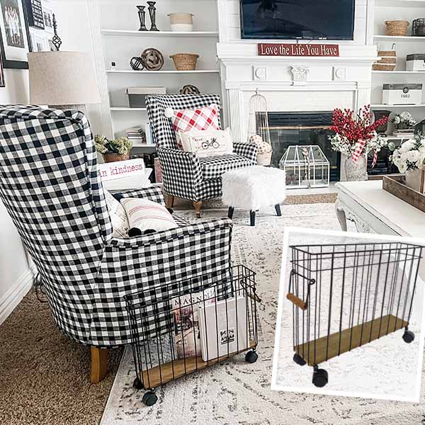 Utilitarian Wood and Metal Farmhouse Rolling Storage Cart