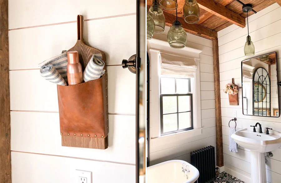 Faux Leather Pocket Wall Cubbies, Set of 3