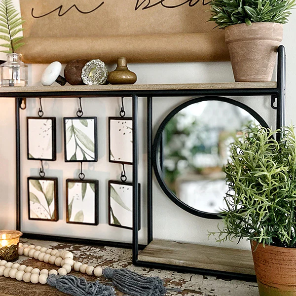 Industrial Mirror and Photo Frame Organizer