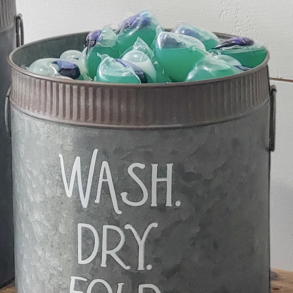 Galvanized Metal Deluxe Laundry Bins, Set of 2