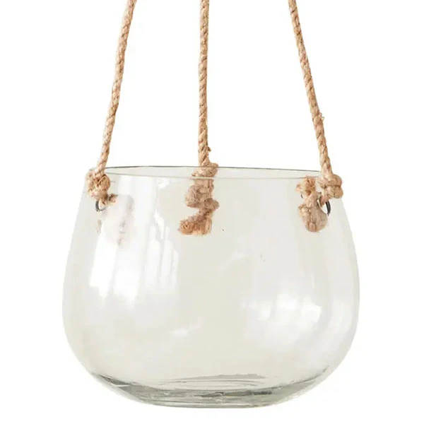 Glass Hanging Planter with Jute Rope