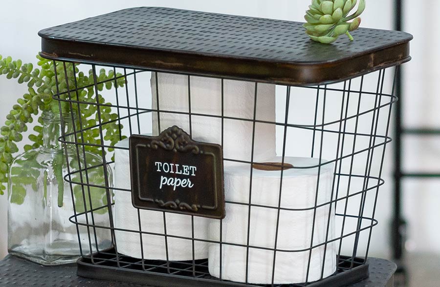 House Essentials Storage Baskets with Top, Set of 2