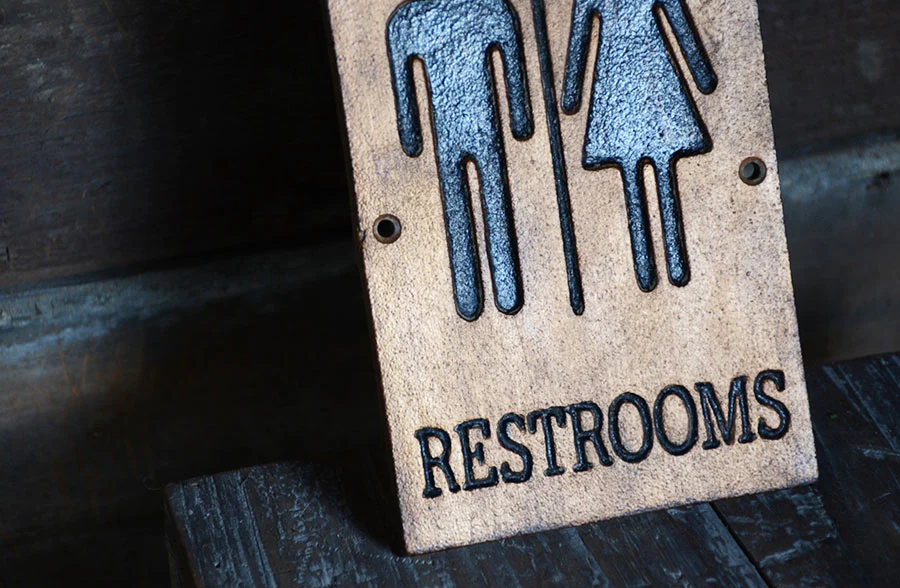 Metal Men and Women Restrooms Wall Plaque