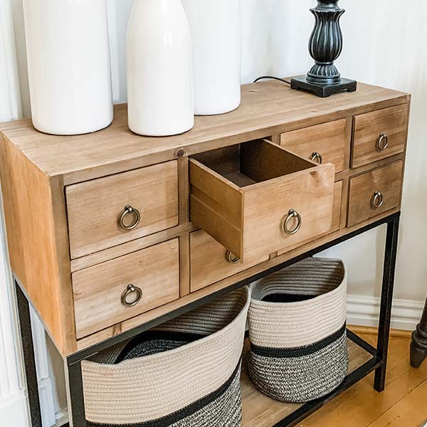 Wooden Apothecary Table with Drawers