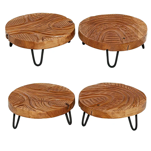 Teak Wood Risers, Set of 2