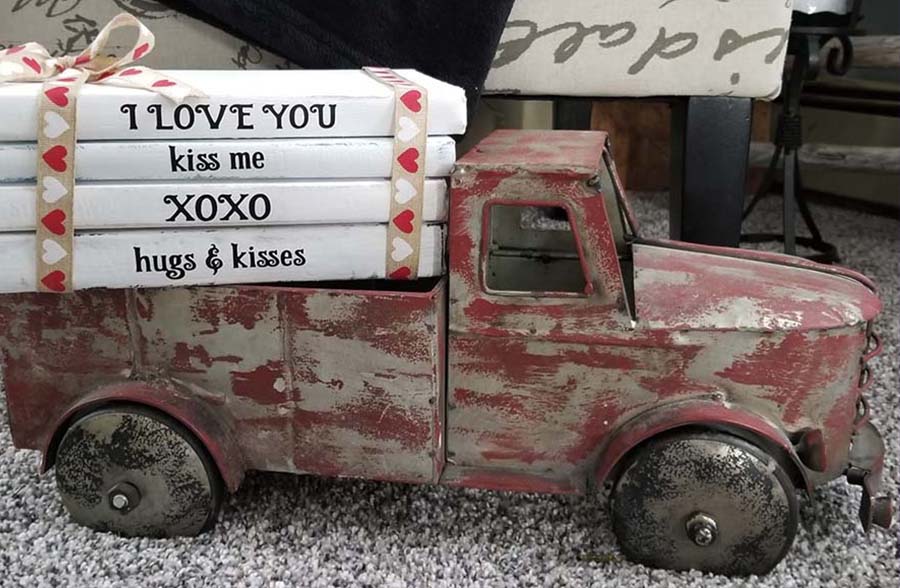 Distressed Metal Antique Finish Red Truck