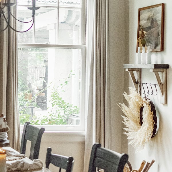 28 Inch Wooden Wall Shelf with  Hook System