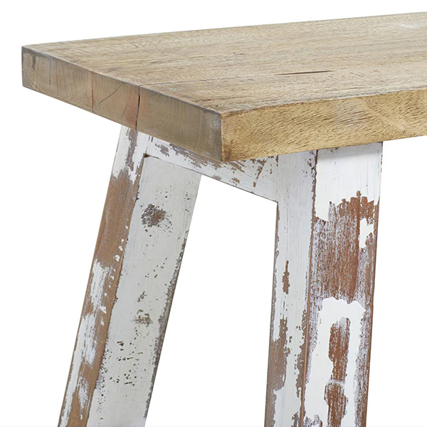 Distressed Whitewashed Stool