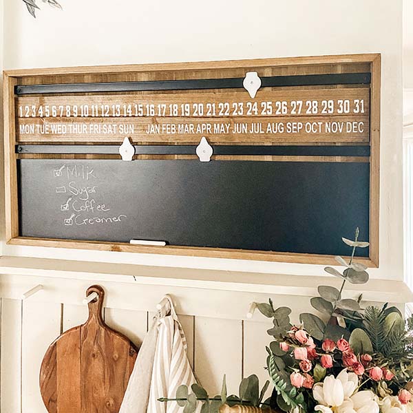 Wooden Framed Chalkboard Perpetual Calendar