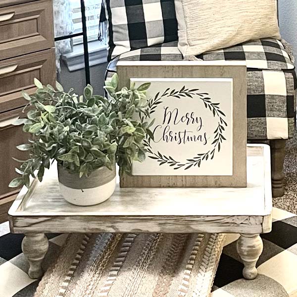 Distressed Wooden Footed Riser Trays, Set of 2