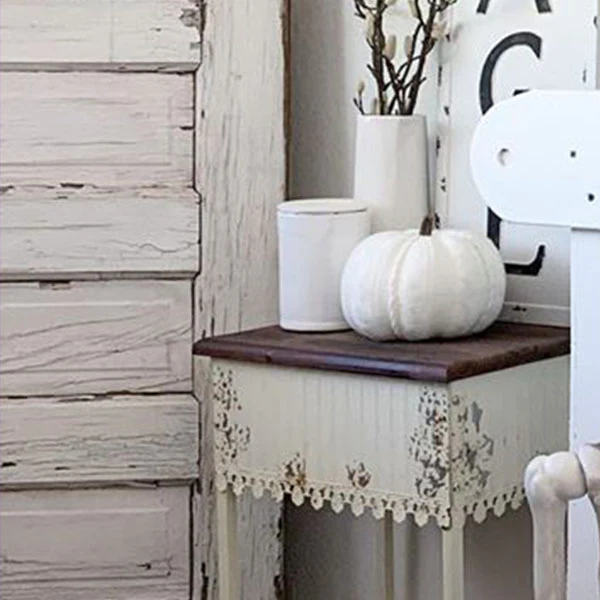 Distressed Scalloped Edge Side Tables, Set of 2