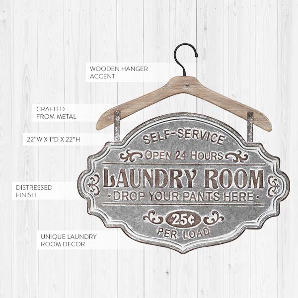 Distressed Laundry Sign On Hanger