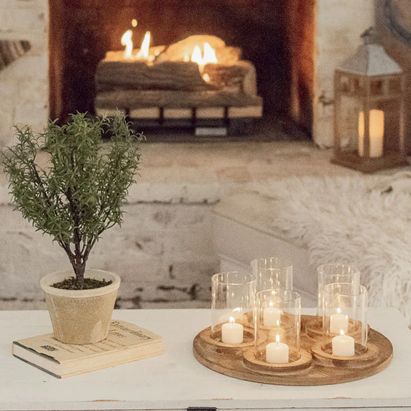 Wooden Candle Holder Display Tray