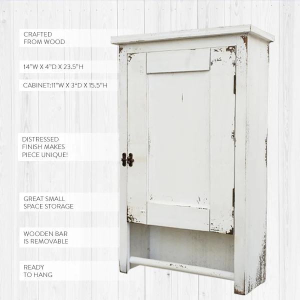 Chippy White Wooden Medicine Cabinet