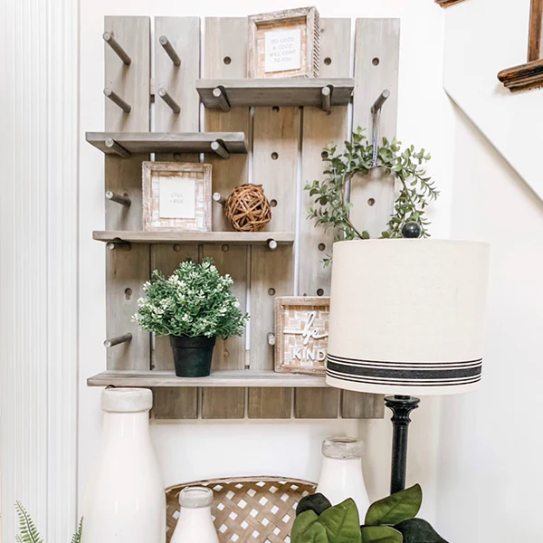 Customizable Wooden Peg Wall Shelf